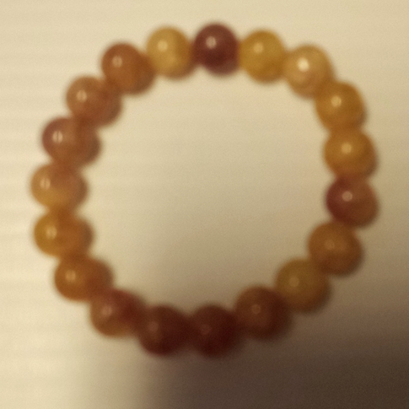 Golden Quartz Crackled Agate 10 MM Bead Stretch Bracelet - Picture 6 of 8